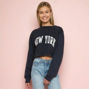 Brandy Melville New York Navy Cropped Sweater